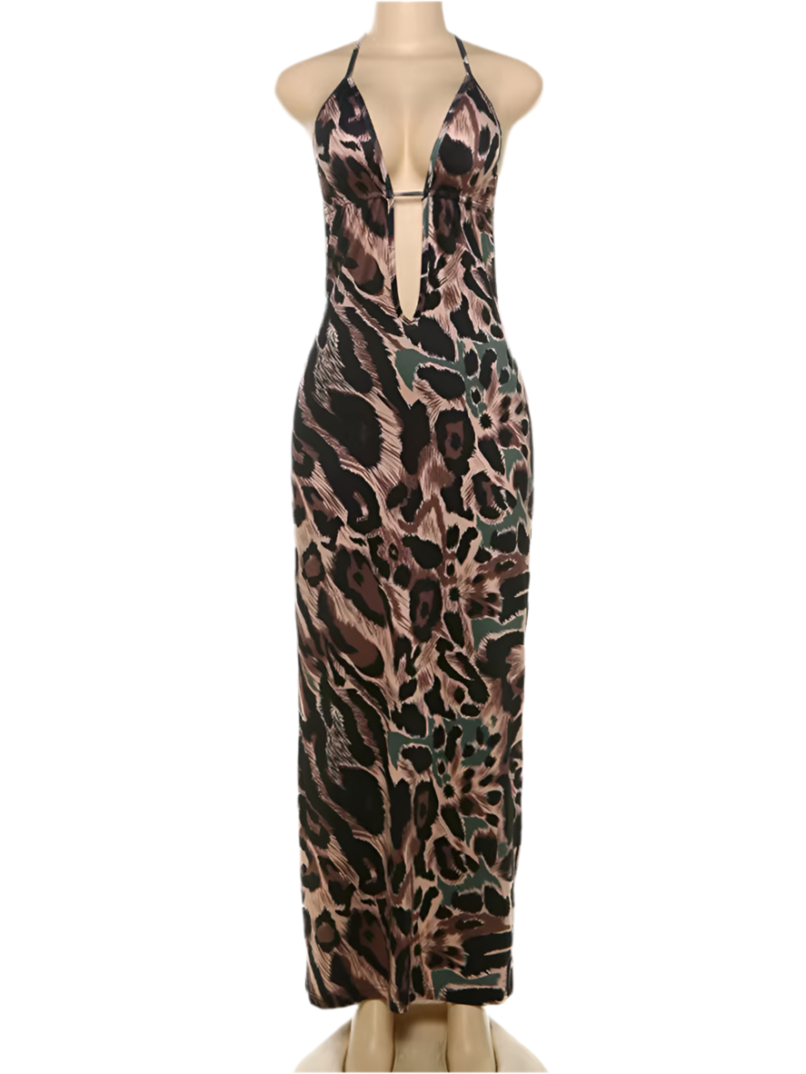 All Eyes On Me Leopard Print Backless Dress